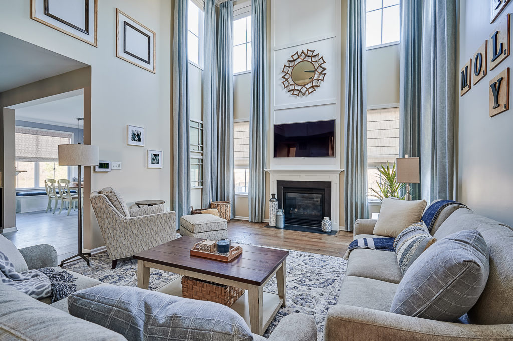 Living Room with TV Above Fireplace