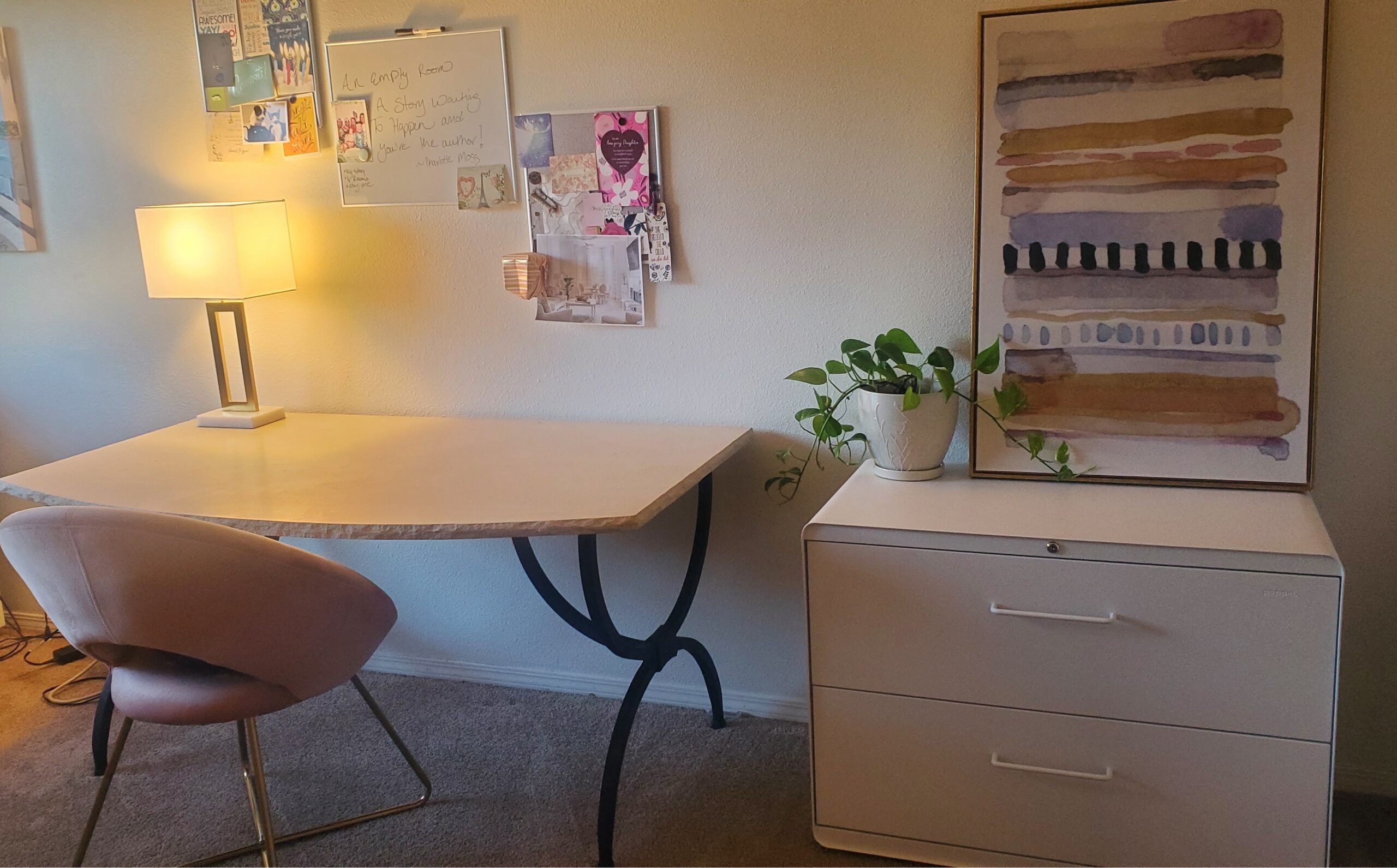 Interior designer workspace showing planning desk and creative process at CJ Dean Designs in the Portland Metro area